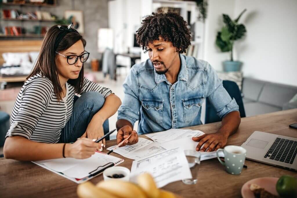 couple looking at finance documents