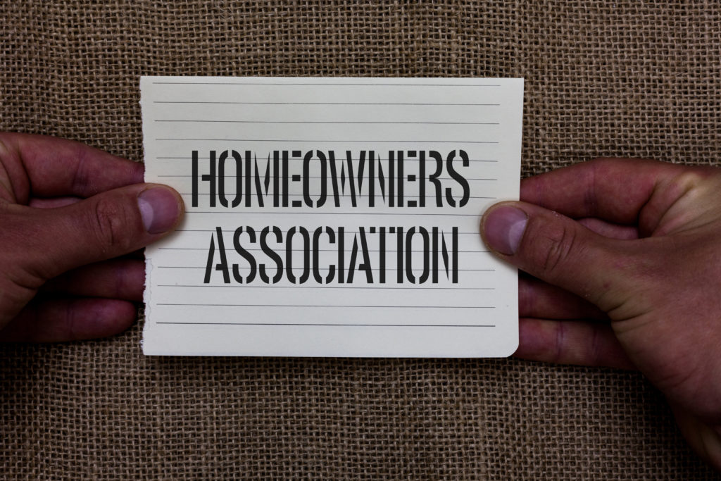 Text sign showing Homeowners Association